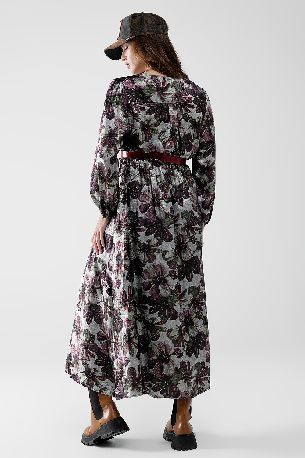 maxi vestido con estampado de flores efecto metalizado maxi vestido con estampado de flores efecto metalizado