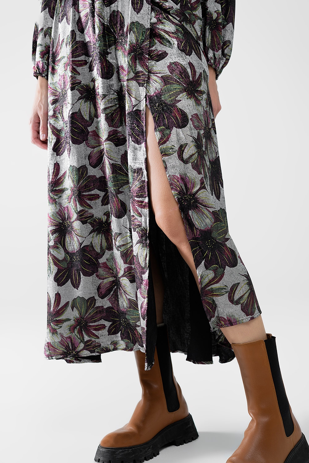 maxi vestido con estampado de flores efecto metalizado maxi vestido con estampado de flores efecto metalizado