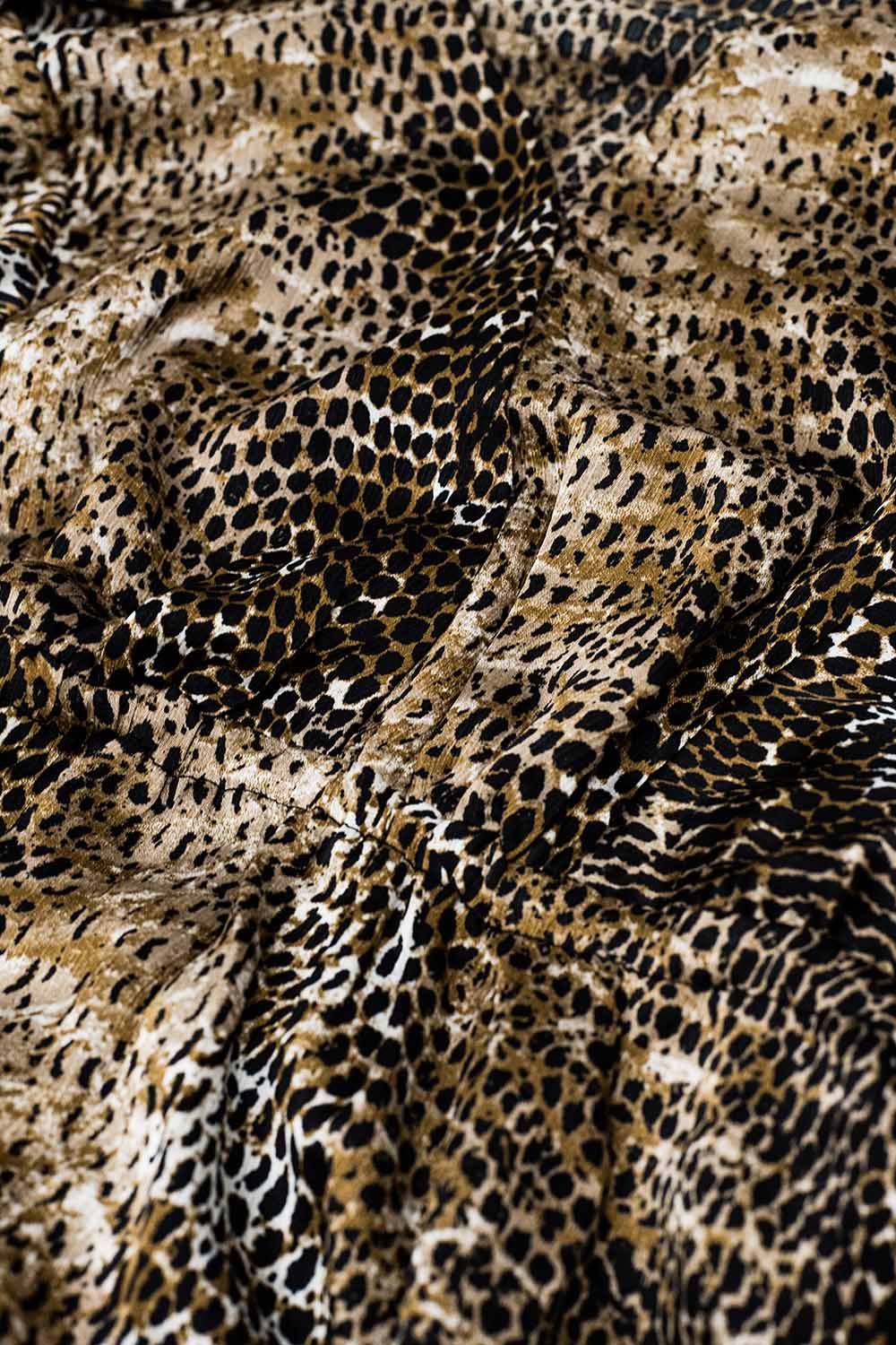 Vestido de gasa con estampado de leopardo marrón Vestido de gasa con estampado de leopardo marrón