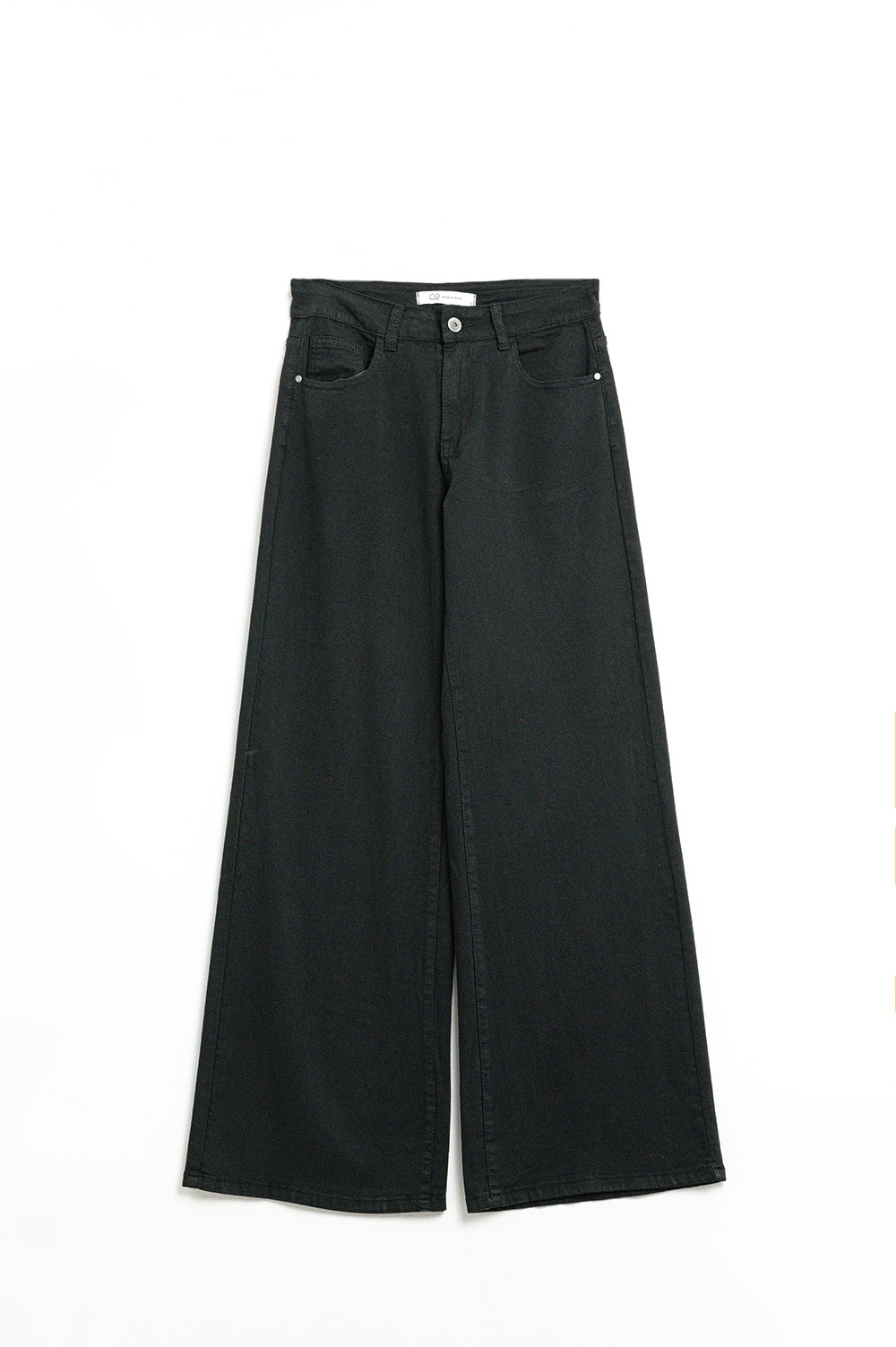 Pantalones Negros de Pierna Ancha Recta Pantalones Negros de Pierna Ancha Recta