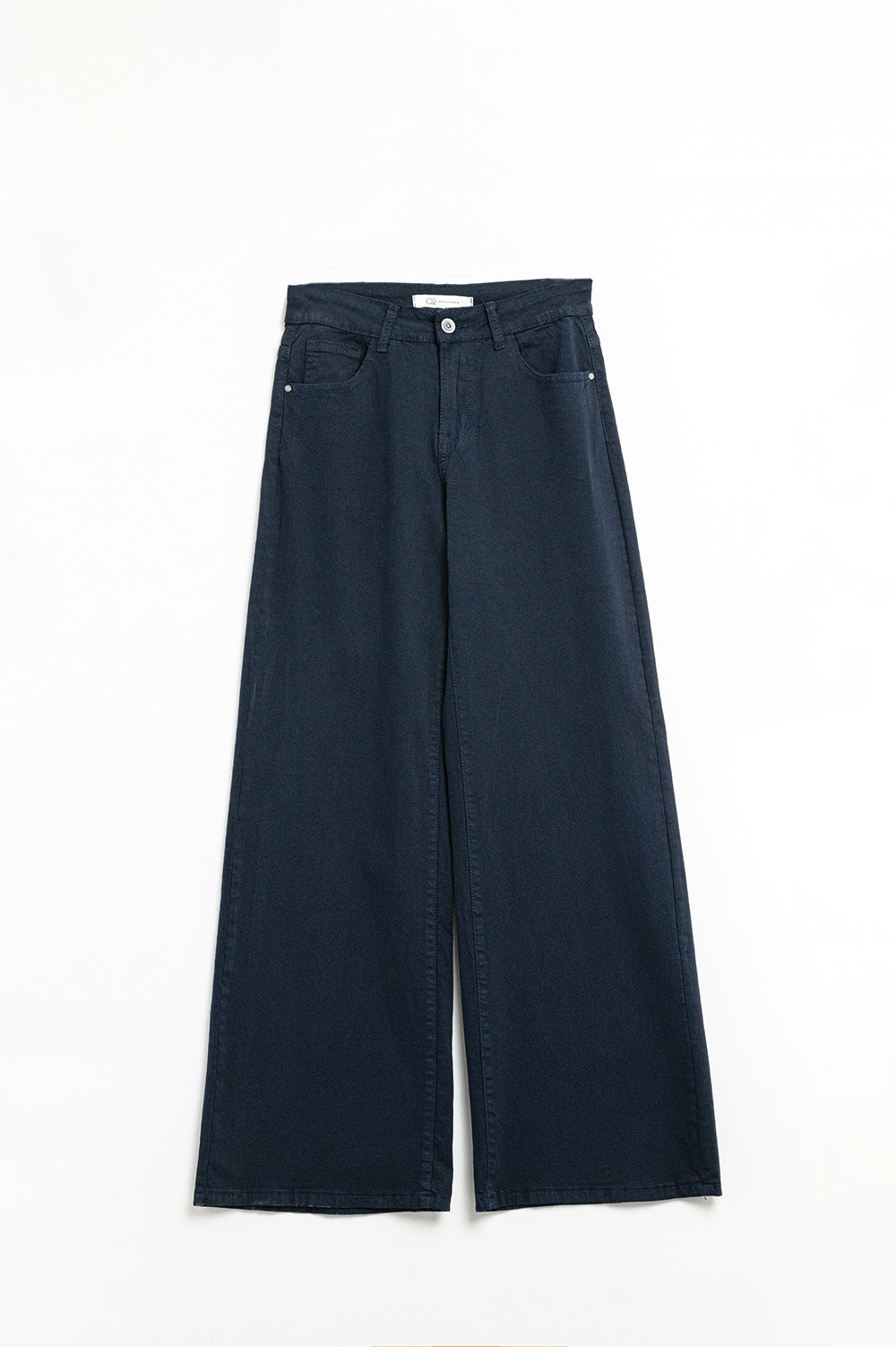Pantalones rectos azul oscuro de pierna ancha Pantalones rectos azul oscuro de pierna ancha