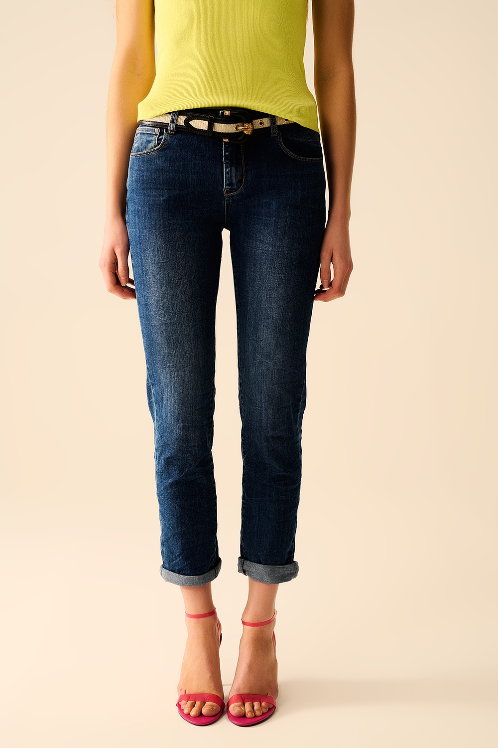 Jeans Básicos Súper Ajustados de Mezclilla de Lavado Medio y Elásticos Jeans Básicos Súper Ajustados de Mezclilla de Lavado Medio y Elásticos