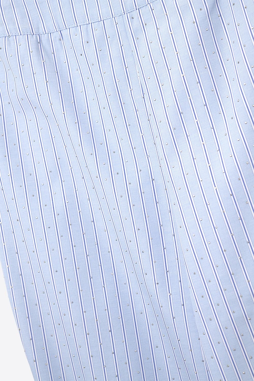 Pantalones anchos de rayas azules con adorno de strass Pantalones anchos de rayas azules con adorno de strass