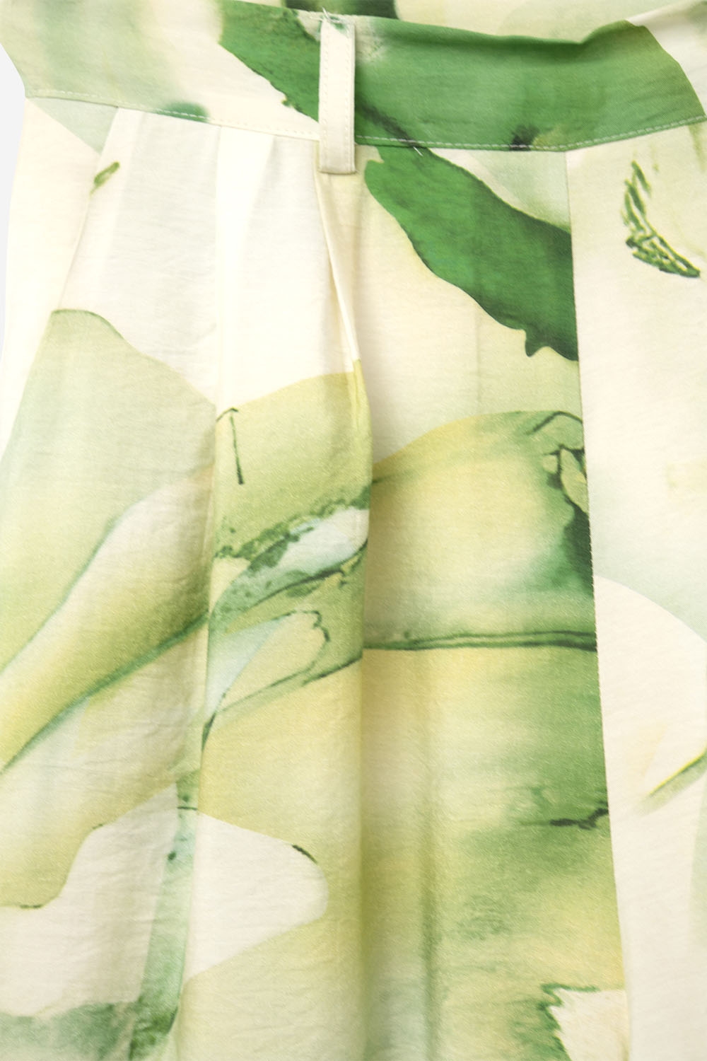 Pantalones de pata ancha con estampado de acuarela verde