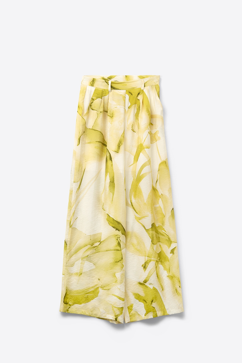 Pantalones de pata ancha con estampado de acuarela amarilla