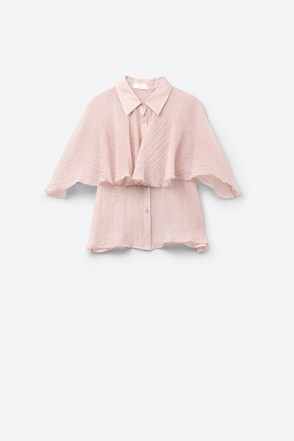 Blusa rosa de gasa texturizada con mangas caídas Blusa rosa de gasa texturizada con mangas caídas