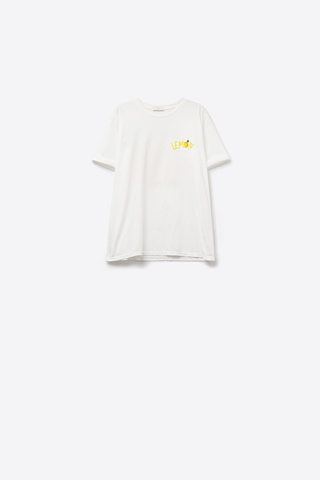 camiseta blanca Hecha en Italia con gr&aacute;fico de lim&oacute;n