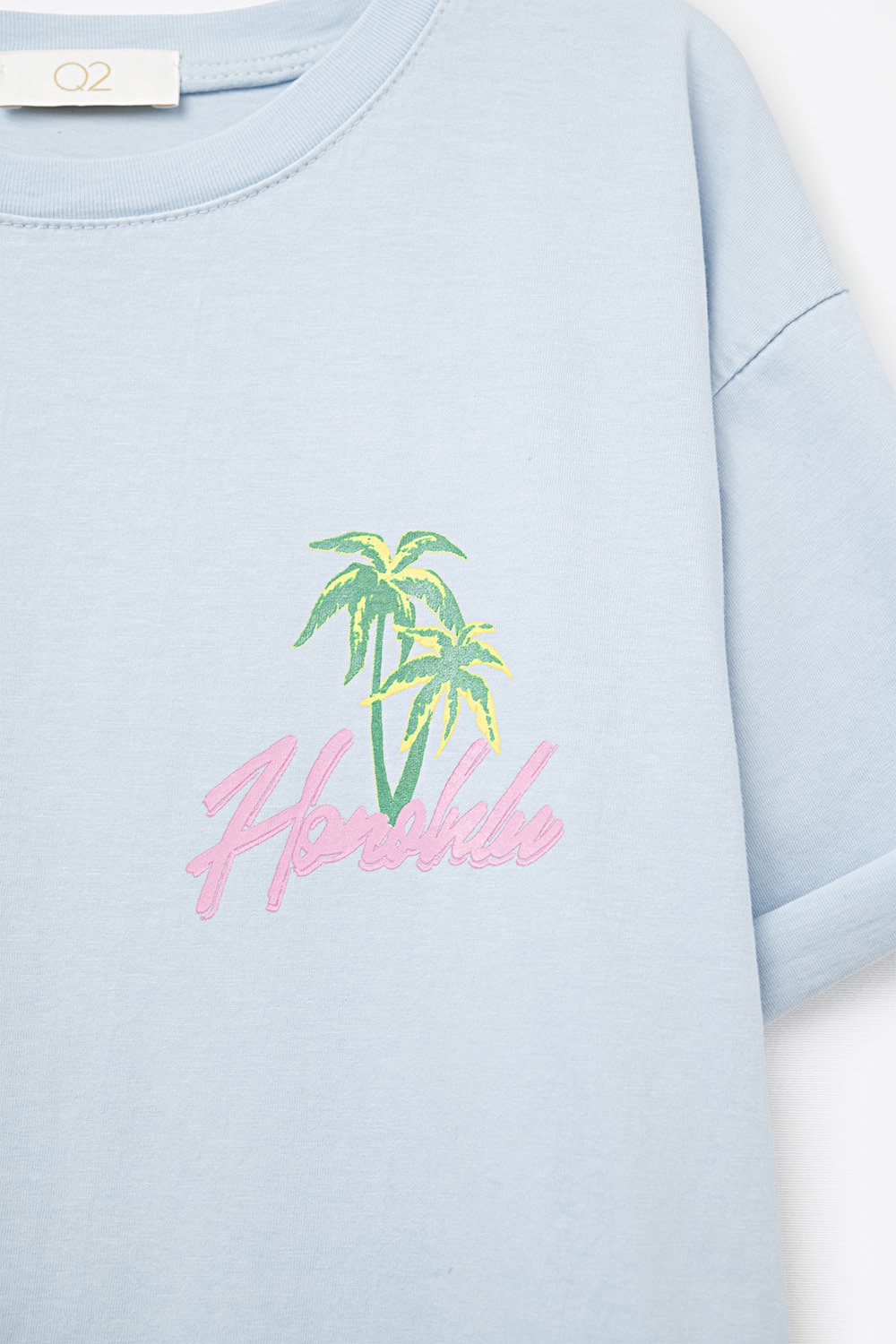 Camiseta azul made in Italy con gráfico Honolulu Camiseta azul made in Italy con gráfico Honolulu