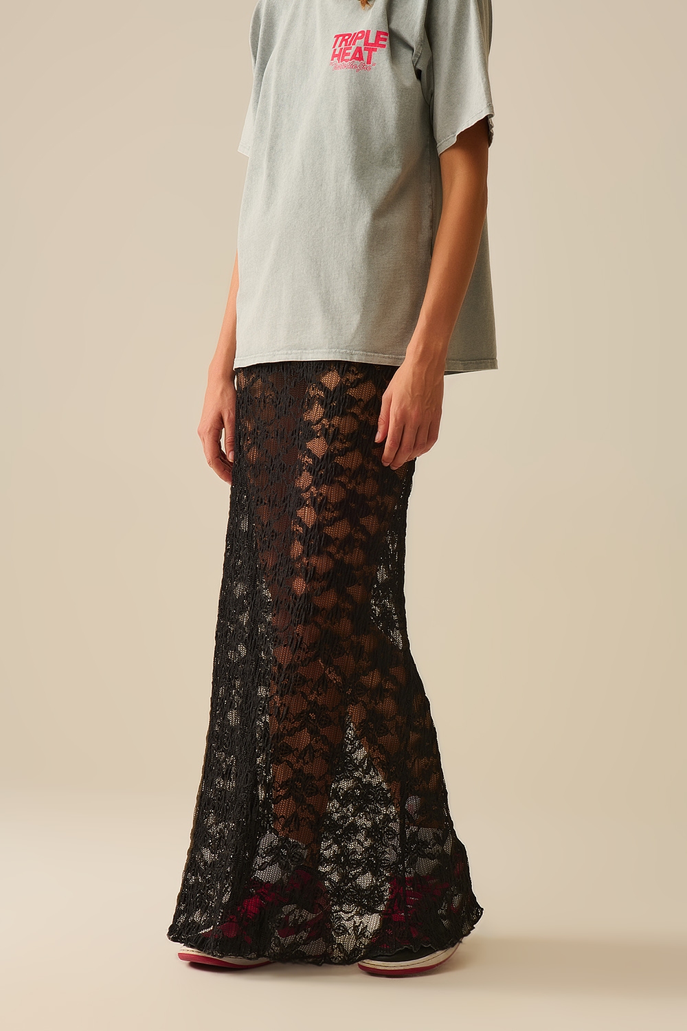 Falda larga negra estilo bohemio