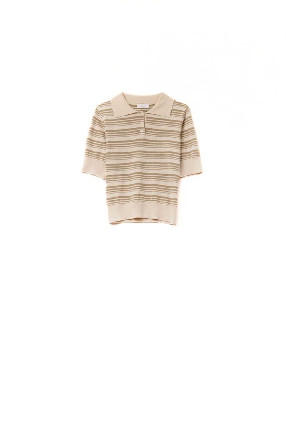 Jersey de rayas beige y camel con cuello polo