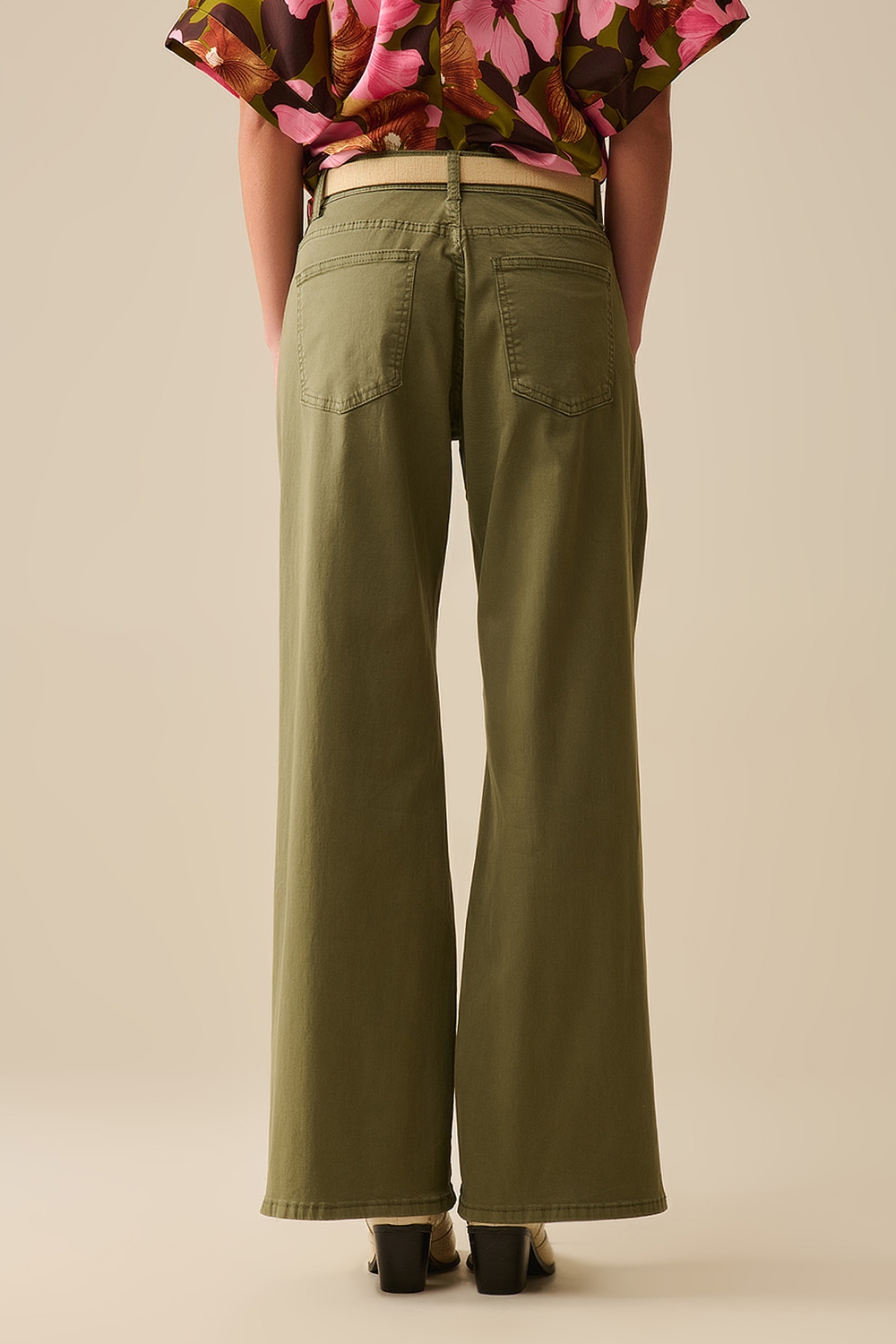 Pantalones Verdes Rectos de Pierna Ancha
