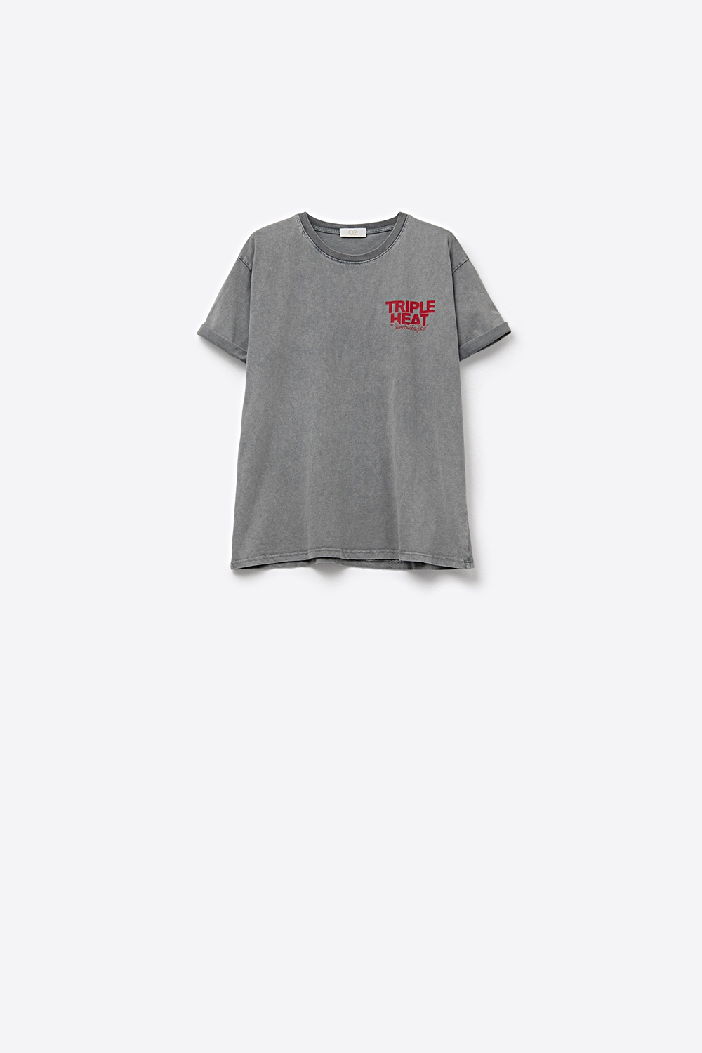 Camiseta relaxed fit gris lavada de manga corta TRIPLE HEAT LOGO