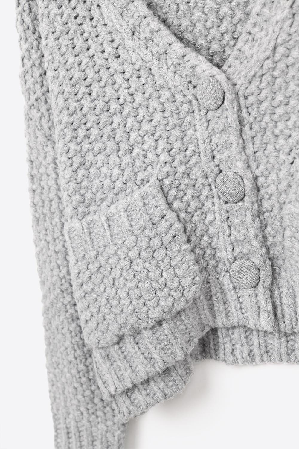 Chaqueta oversize de punto grueso gris con bolsillos Chaqueta oversize de punto grueso gris con bolsillos