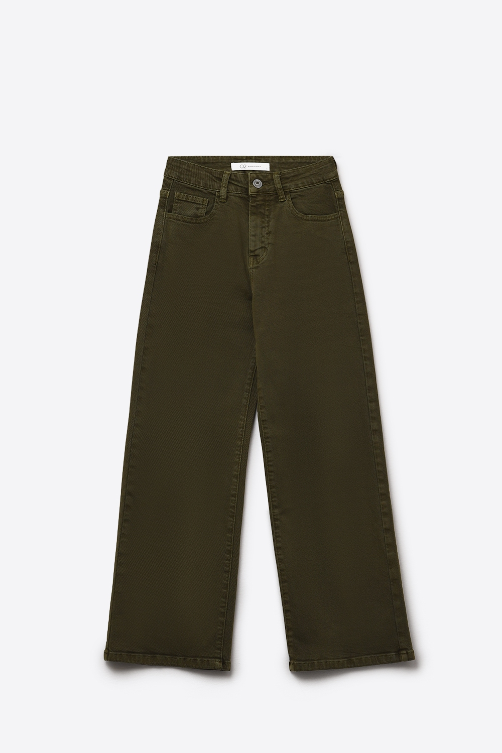 Vaqueros cropped de pierna ancha en verde oliva Vaqueros cropped de pierna ancha en verde oliva