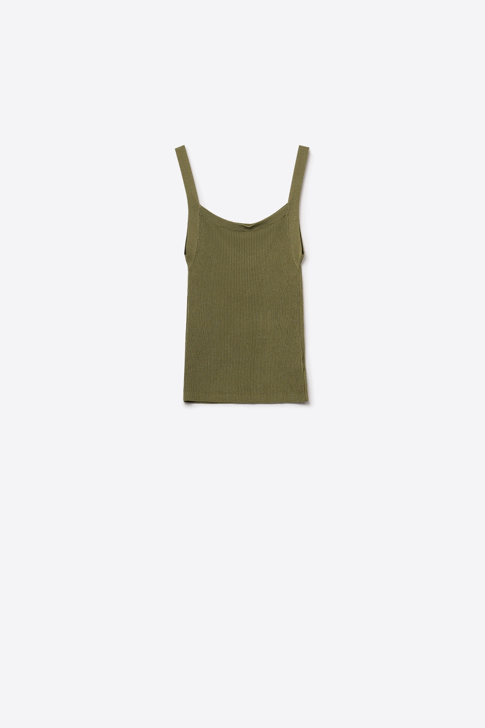 Top de punto acanalado verde caqui con tirantes anchos Top de punto acanalado verde caqui con tirantes anchos