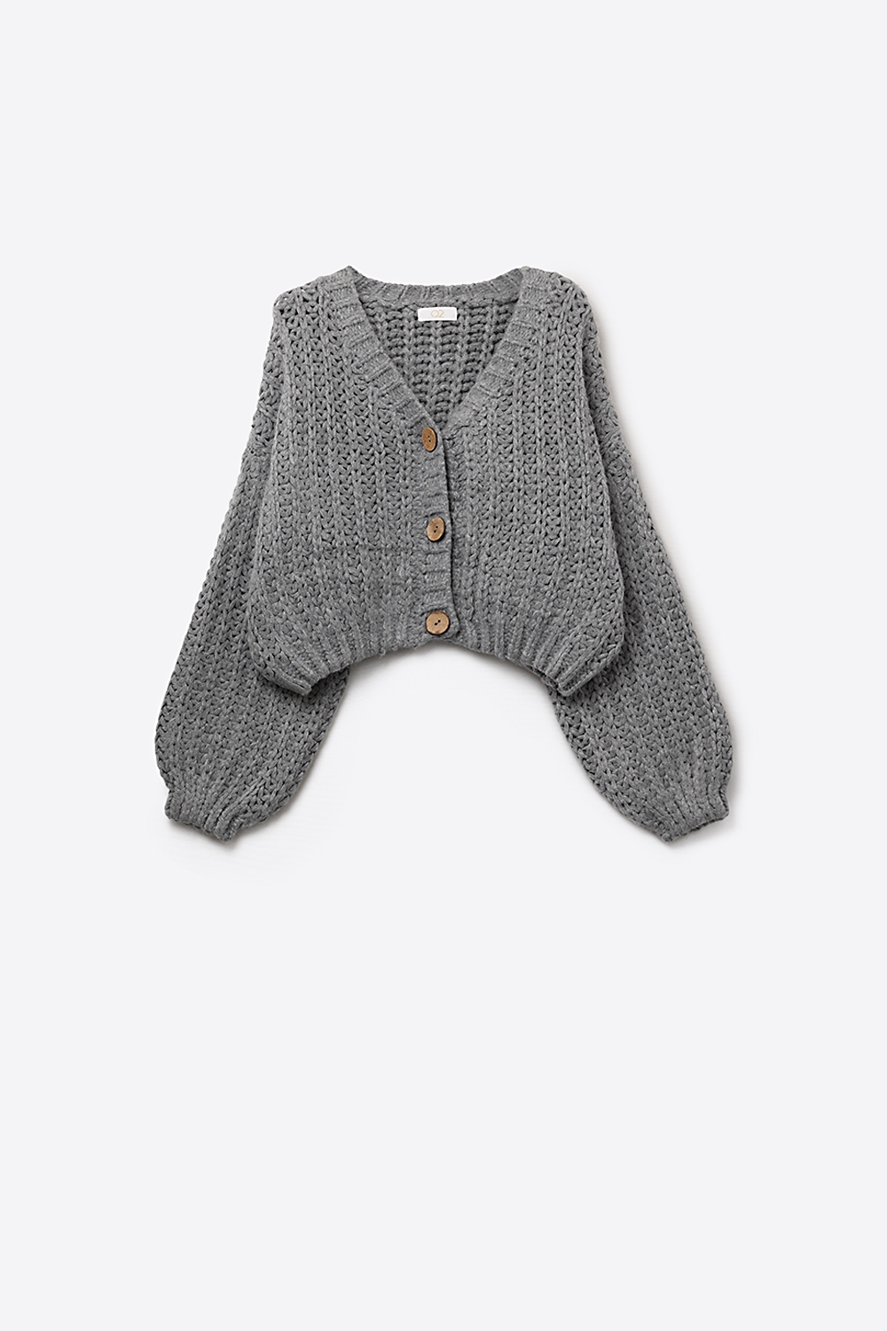 Chaqueta de punto gris con botones