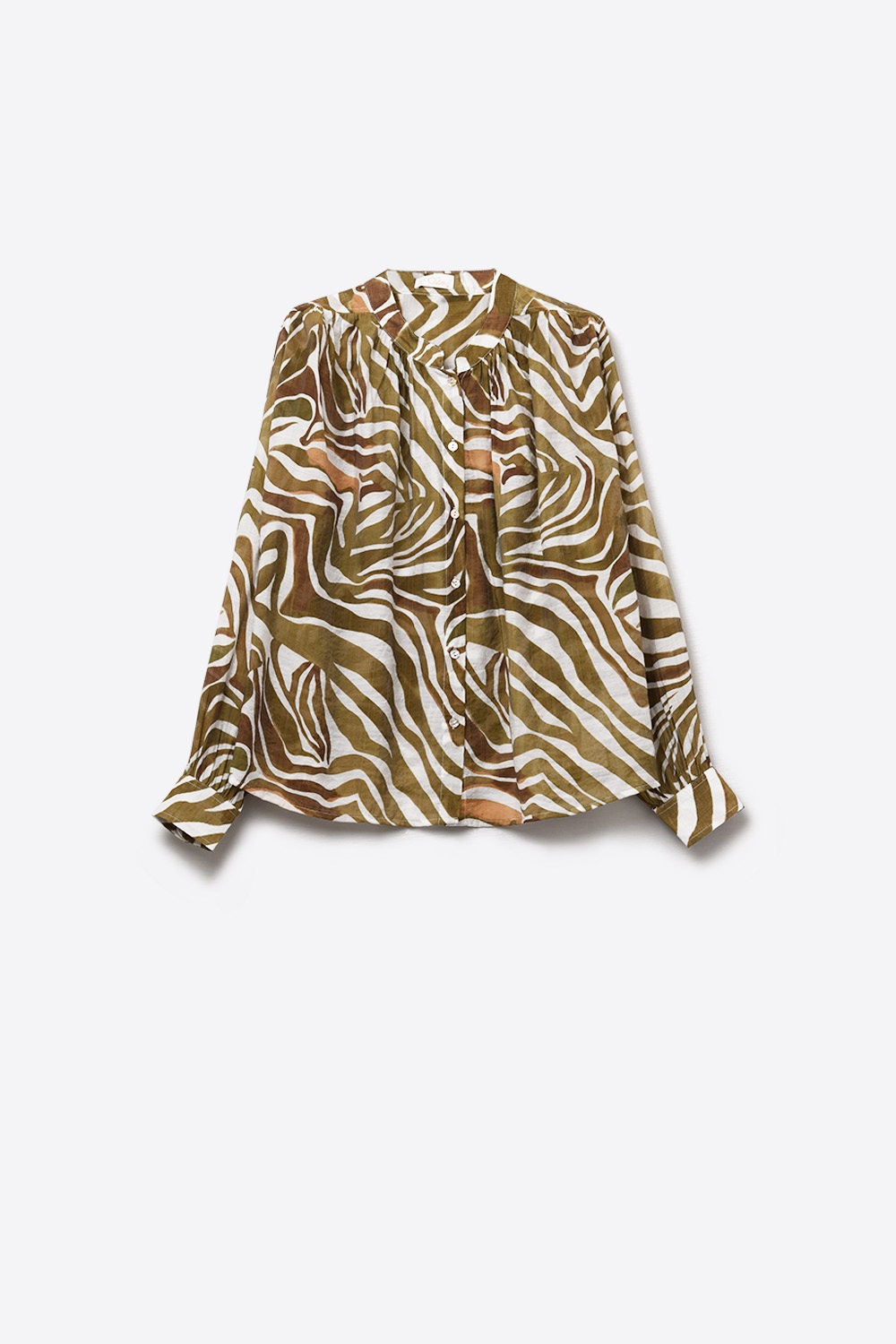 blusa fluida de gasa con estampado de cebra caqui blusa fluida de gasa con estampado de cebra caqui