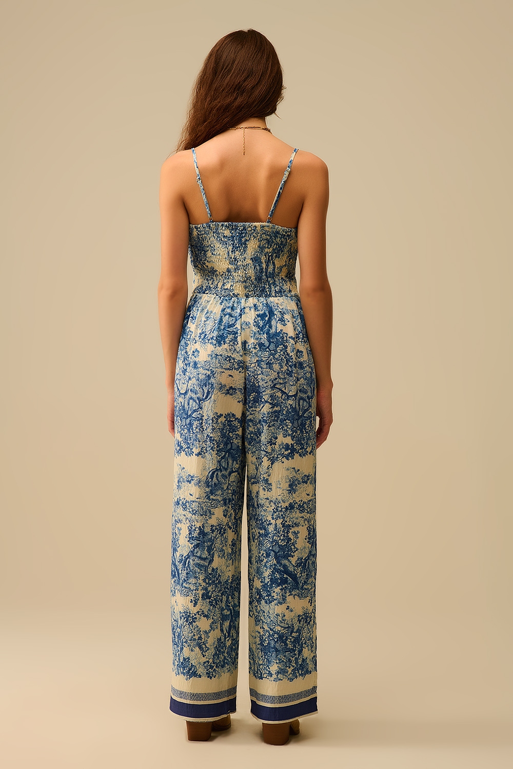 Mono estampado Toile de Jouy con tirantes finos