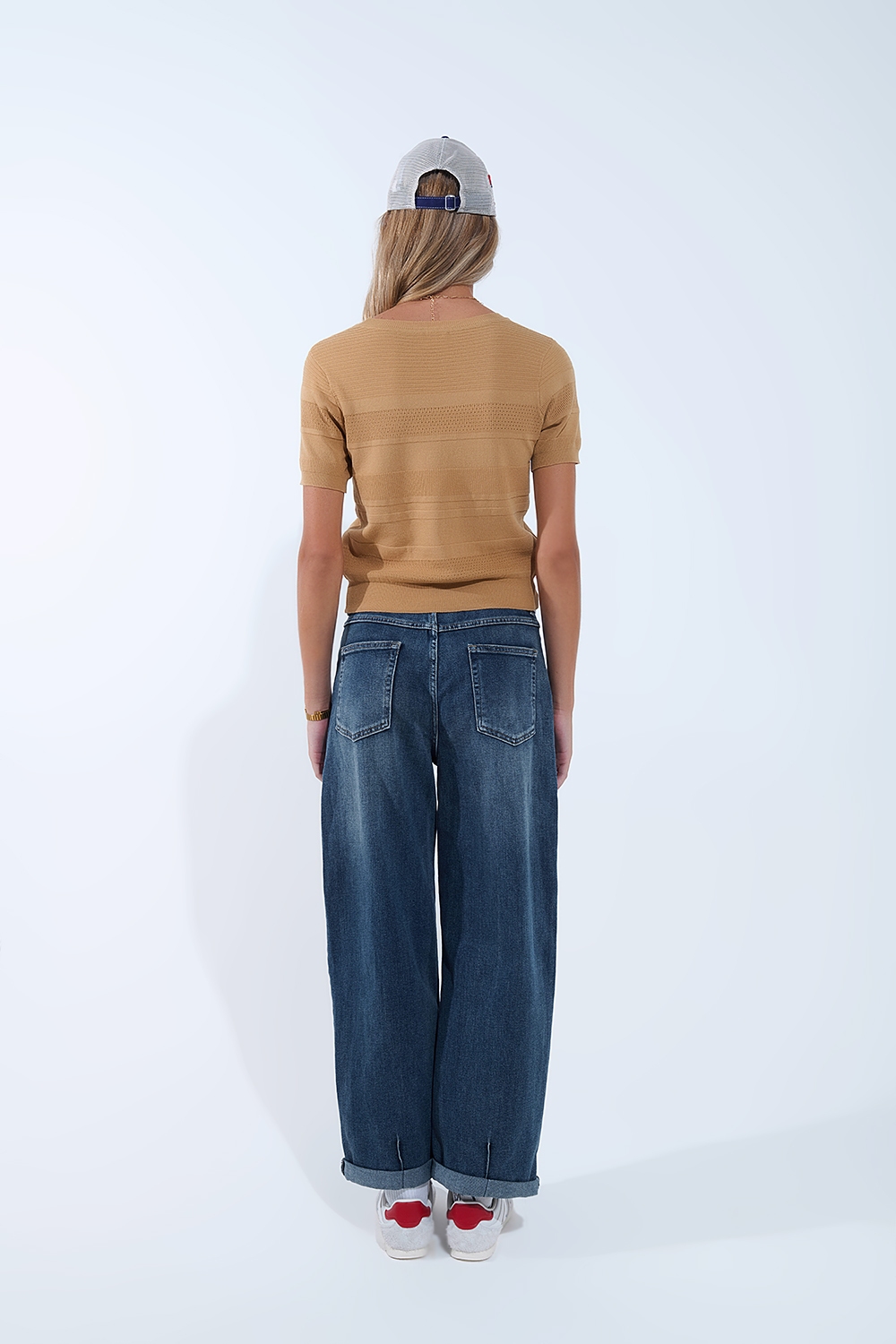 Jersey de punto a rayas texturizado en camel