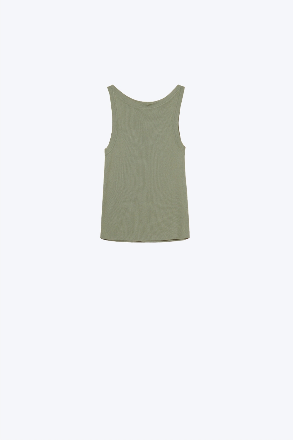 Top caqui de canal&eacute; con cuello barco