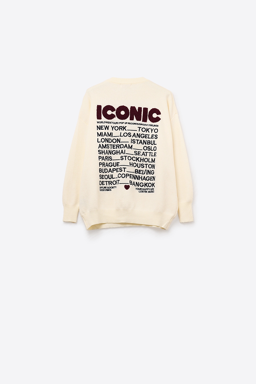 Jersey ICONIC bordado con estampado Global Tour en la espalda en color crema