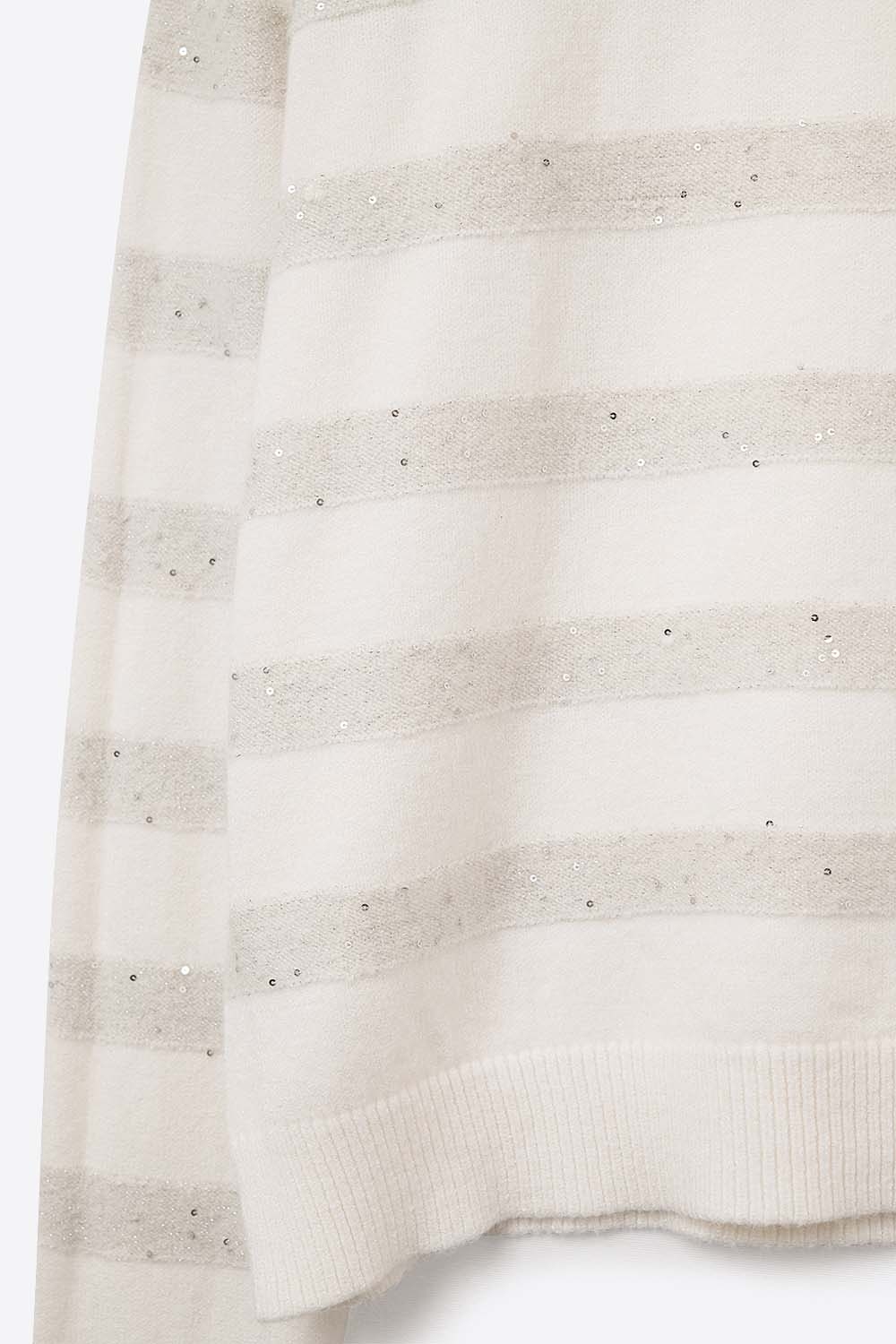 Jersey de punto a rayas blanco con detalle de lentejuelas Jersey de punto a rayas blanco con detalle de lentejuelas