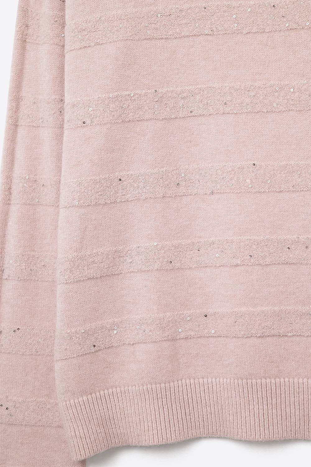 Jersey de punto a rayas rosa con detalle de lentejuelas Jersey de punto a rayas rosa con detalle de lentejuelas