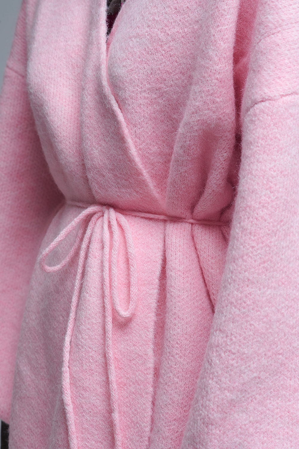 Elegante cárdigan de punto rosa envolvente Elegante cárdigan de punto rosa envolvente