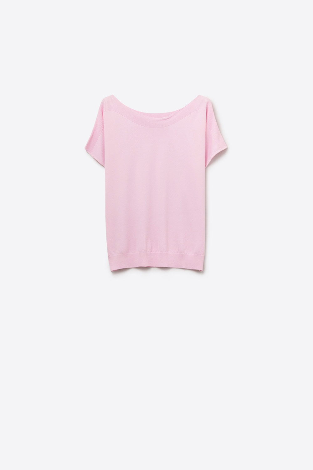 Jersey relajado rosa bebé con cuello barco y mangas caídas Jersey relajado rosa bebé con cuello barco y mangas caídas