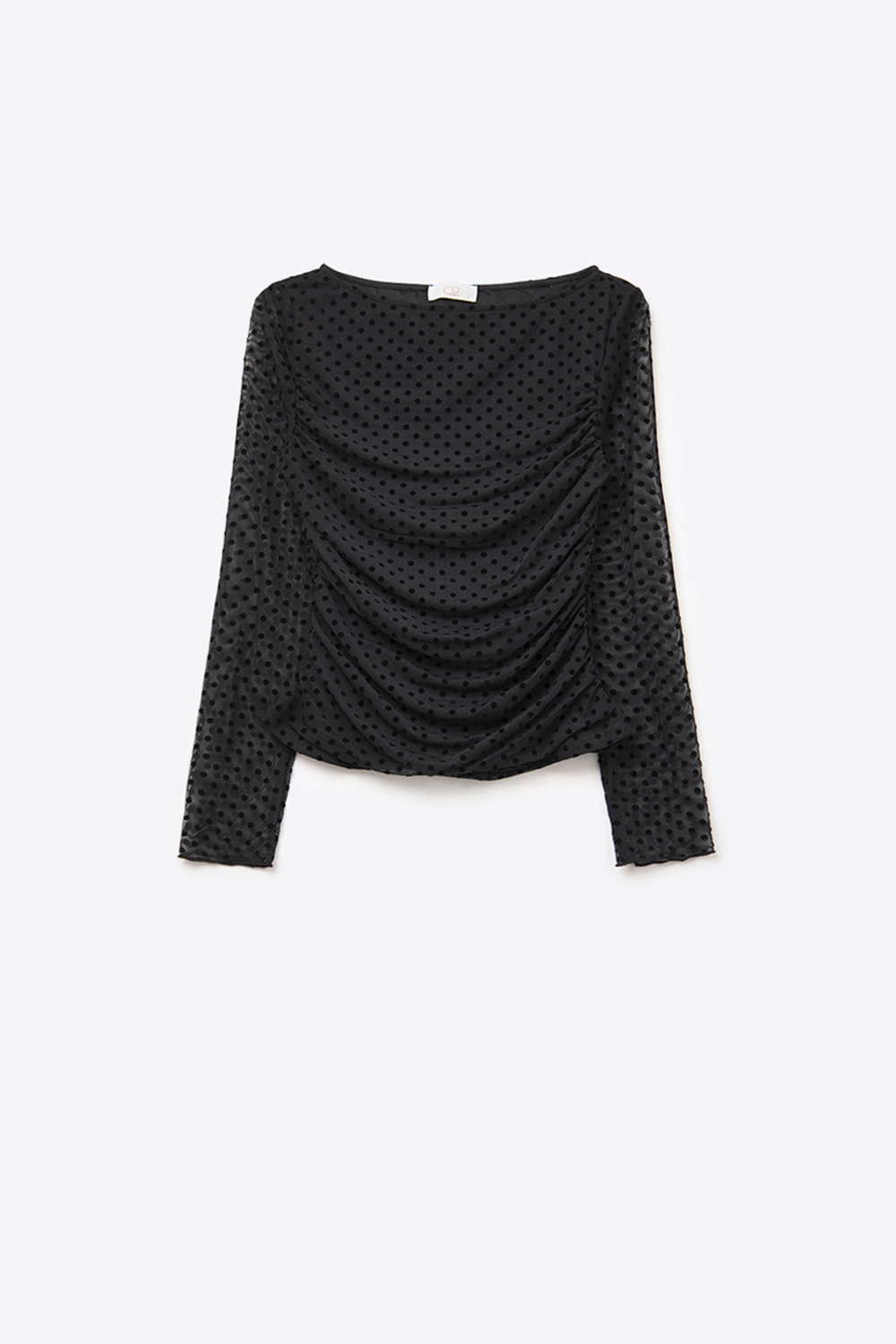 Top negro de lunares transparentes