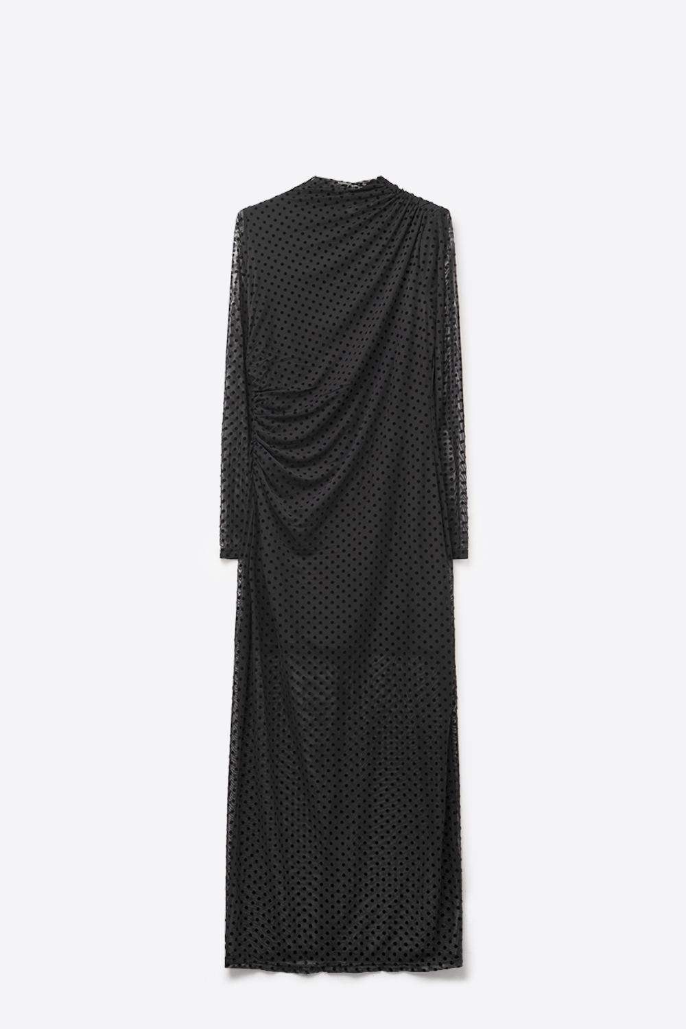 Elegante vestido negro de lunares transparentes