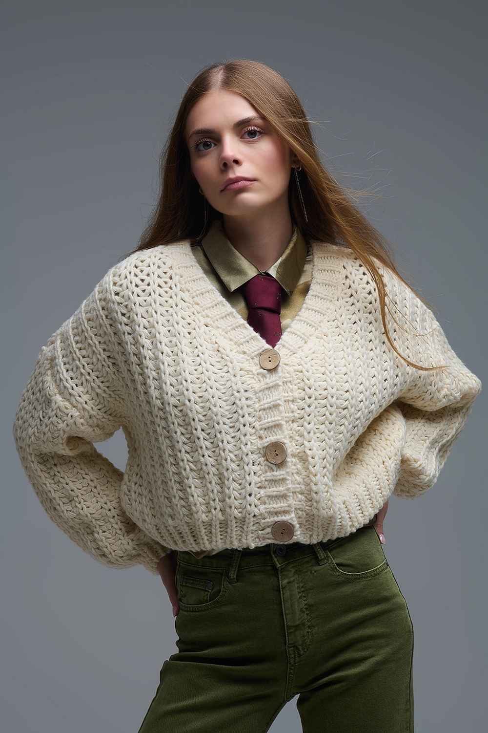 Chaqueta de punto grueso en beige Chaqueta de punto grueso en beige