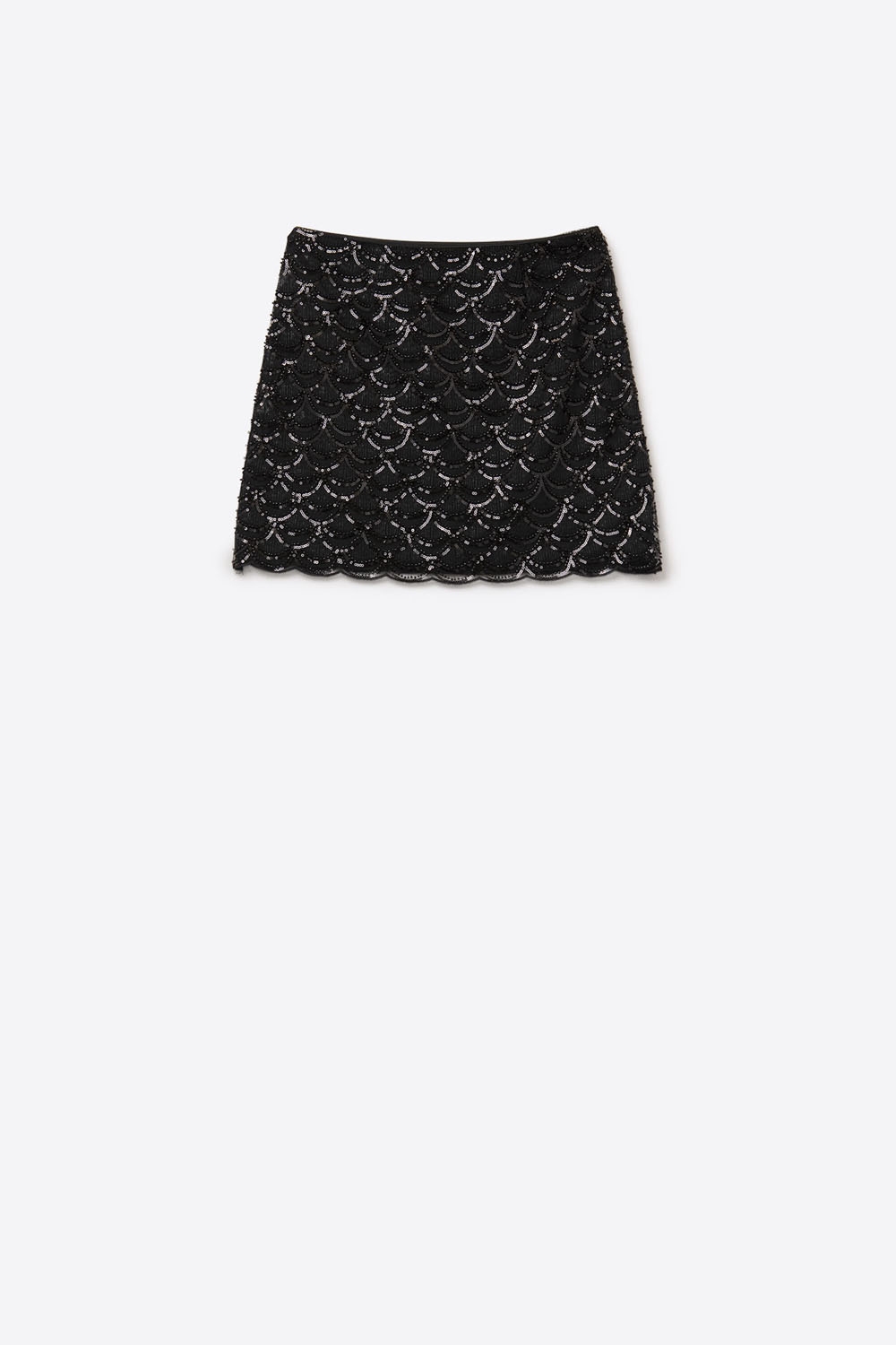 Minifalda de lentejuelas festoneadas en negro
