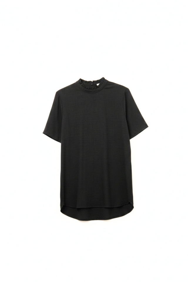 Elegante camisa negra de manga corta