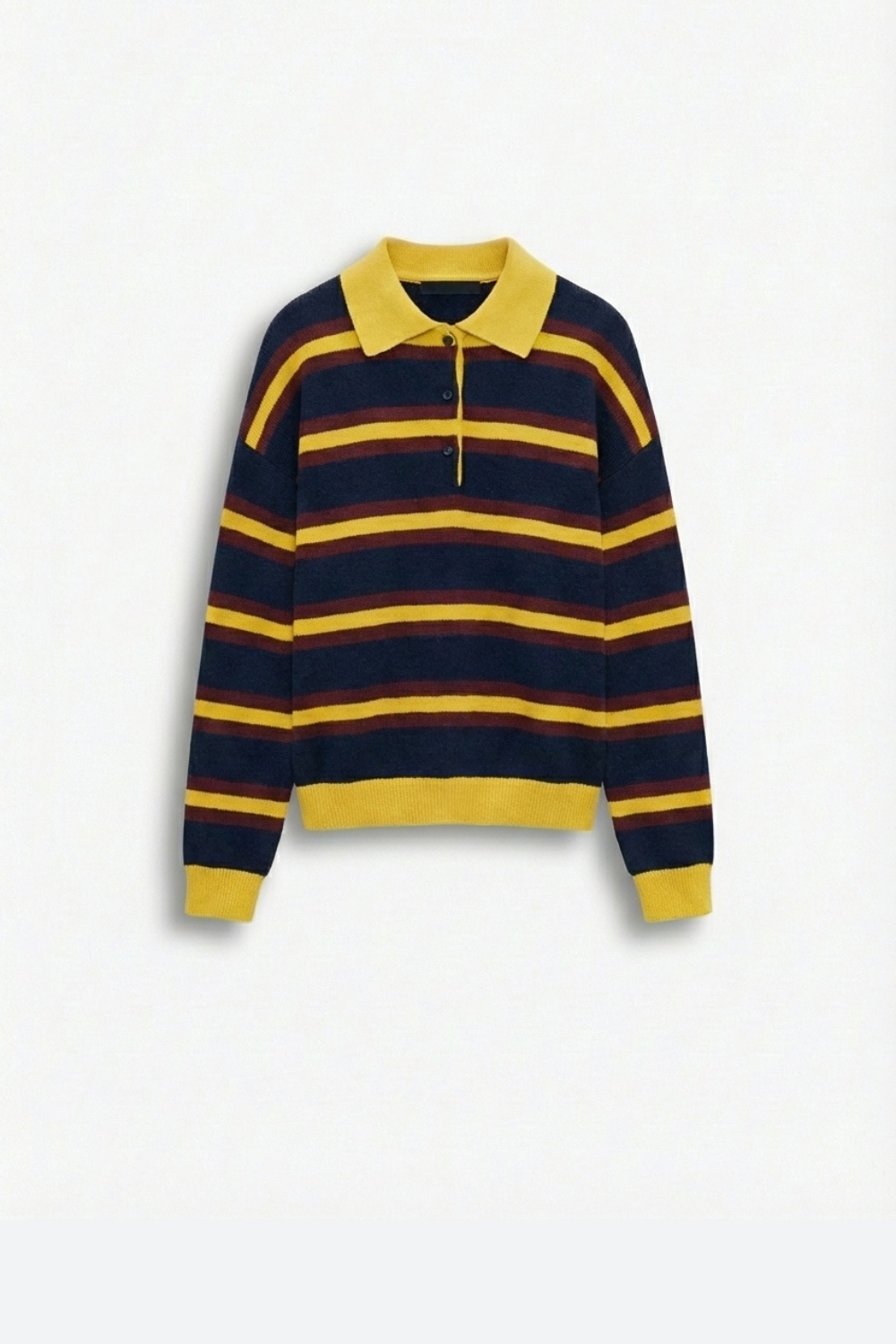 Polo de punto a rayas amarillo de corte relajado