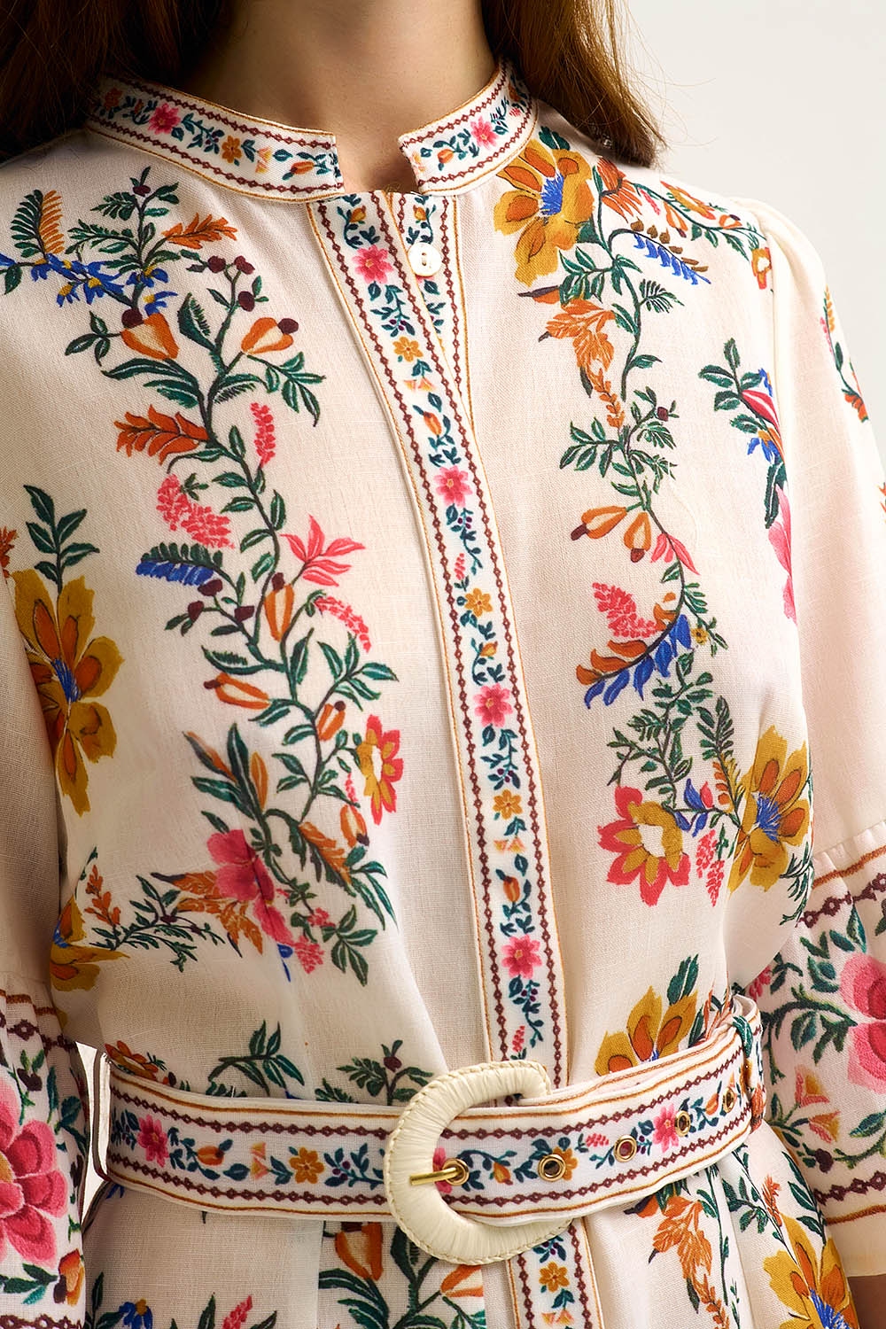 Vestido Mini Boho Floral Estampado En Blanco