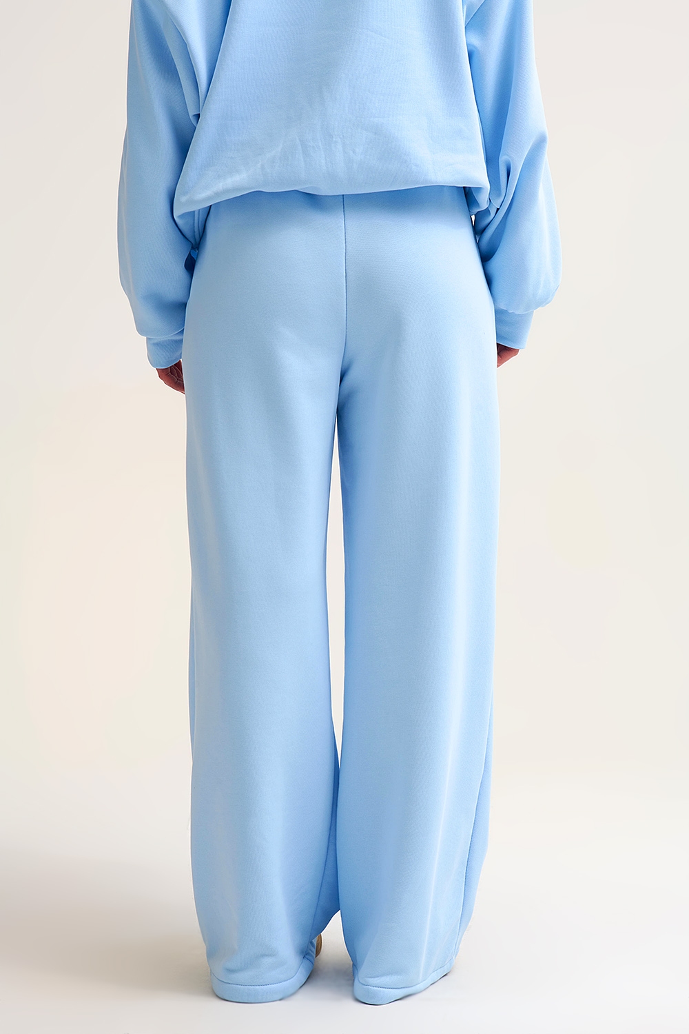 Pantalón de chándal recto de punto azul bebé con cintura elástica y lazo Pantalón de chándal recto de punto azul bebé con cintura elástica y lazo