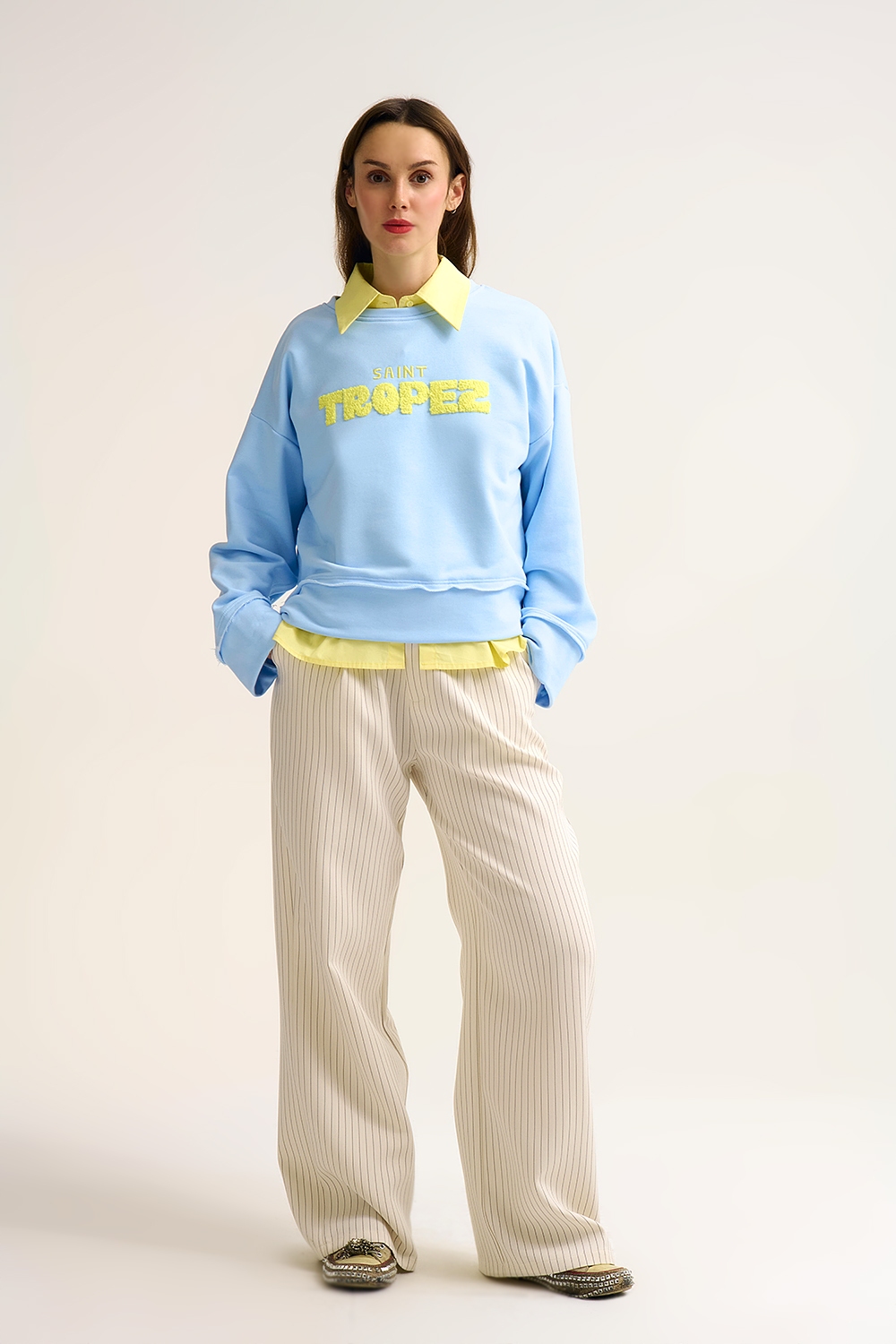Sudadera Saint Tropez Bordada Azul beb&eacute;