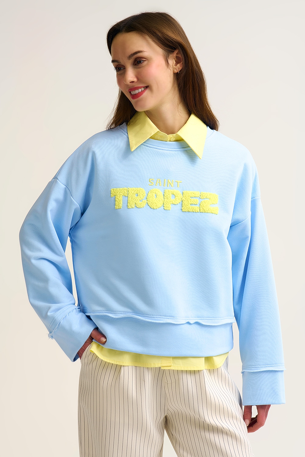 Sudadera Saint Tropez Bordada Azul beb&eacute;