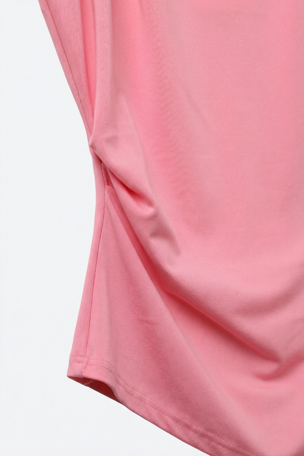 Top asim&eacute;trico sin mangas drapeado rosa para mujer