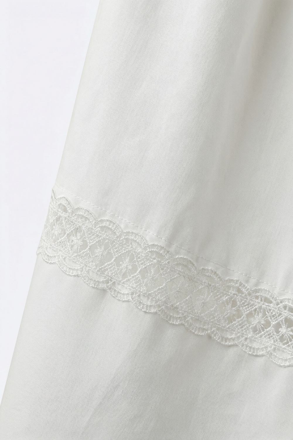Falda Maxi de Popelina Blanca con Detalle de Encaje