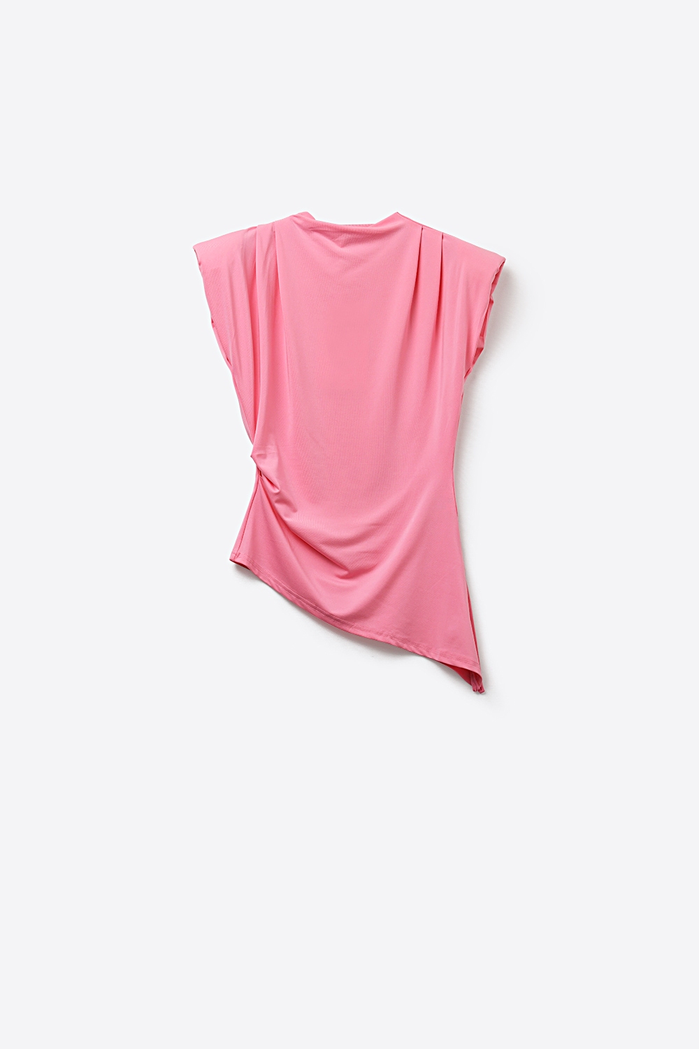 Top asim&eacute;trico sin mangas drapeado rosa para mujer