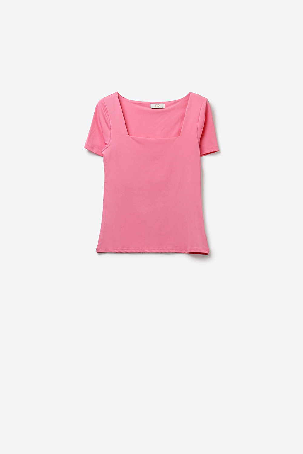 Top el&aacute;stico rosa de manga corta y cuello cuadrado