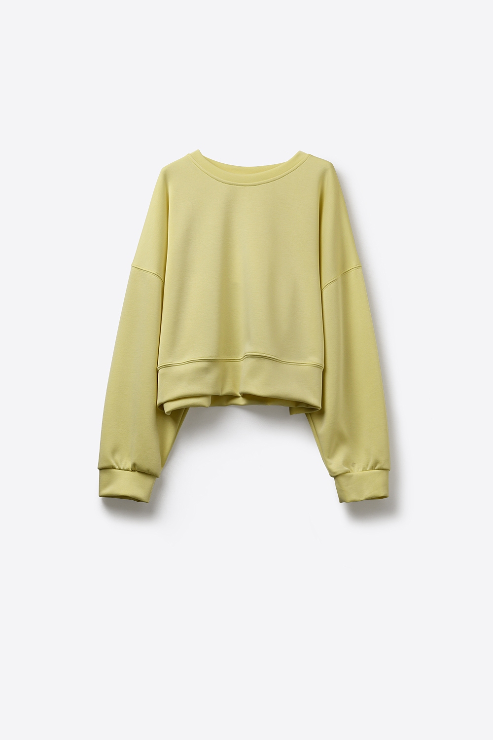 Sudadera b&aacute;sica con cuello redondo y hombros ca&iacute;dos en amarillo