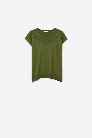 Jersey de punto verde oliva de manga larga con detalle de canalé