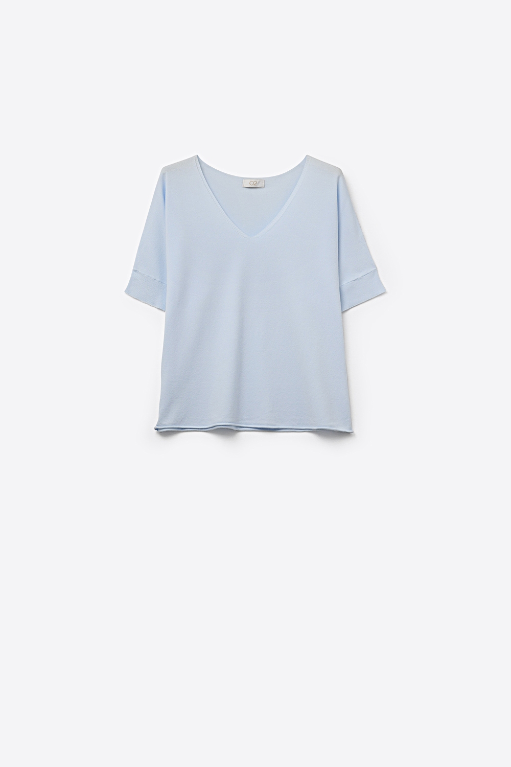 Azul claro Jersey relajado de manga corta y cuello en V