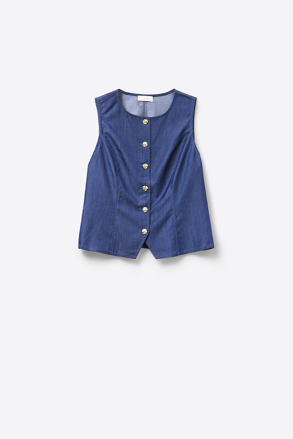 Conjunto de Chaleco sin Mangas con Botones al Frente y Pantalones de Pierna Ancha