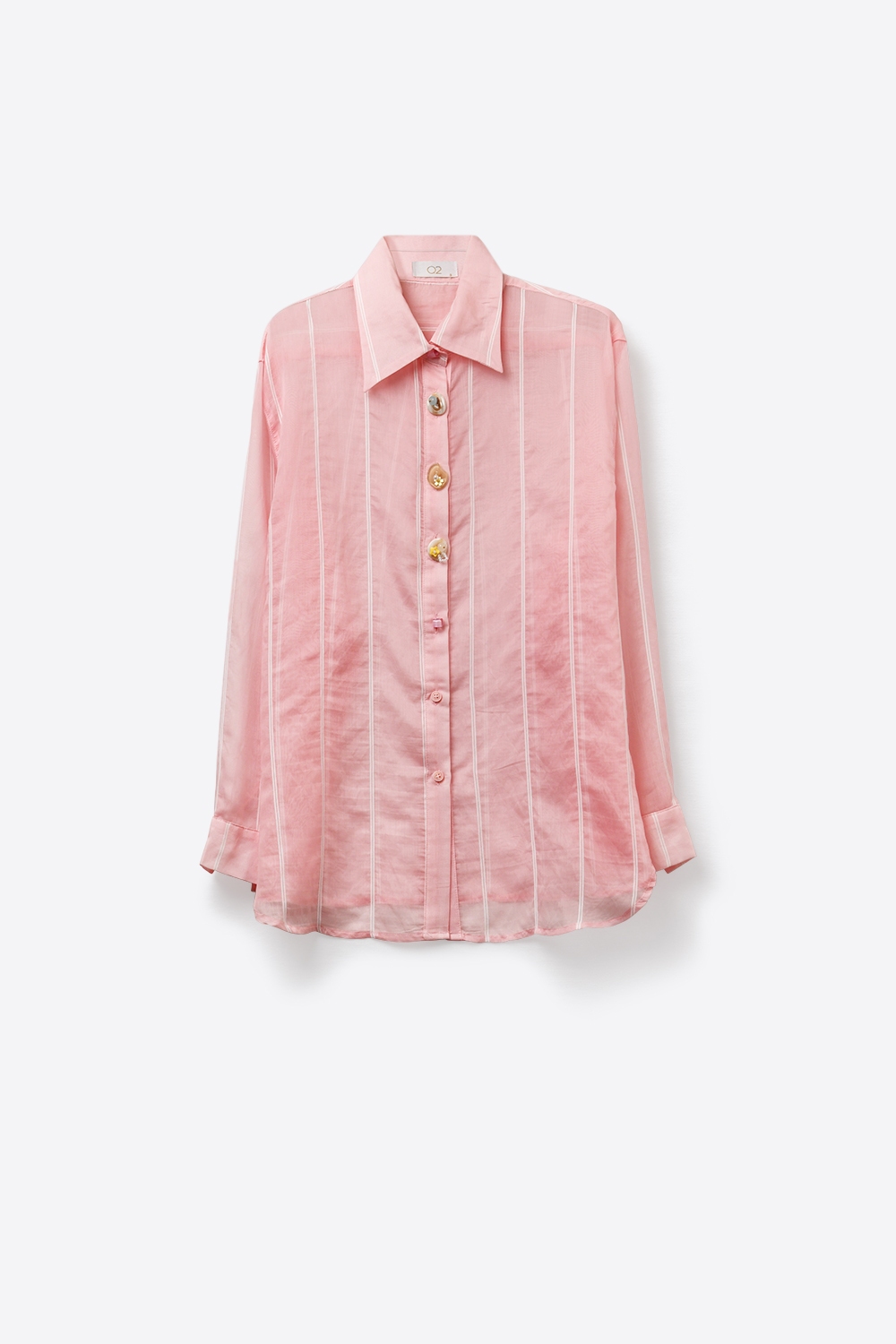 Camisa de gasa rosa con botones vintage