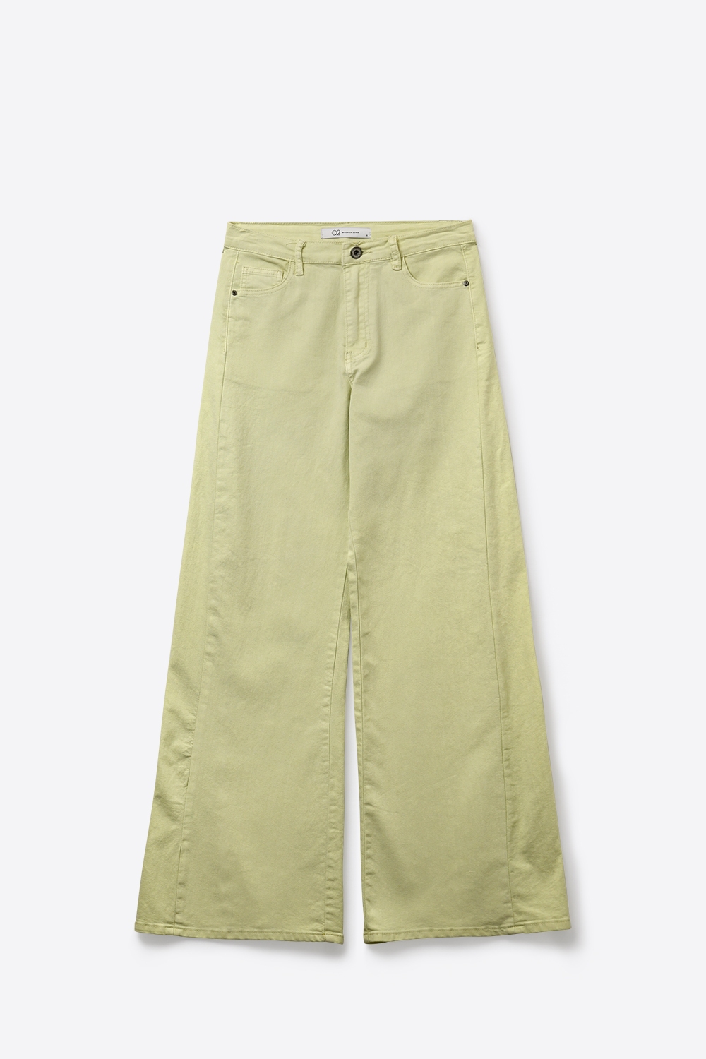 Pantalones de sarga de algodón elásticos con pernera extra ancha en verde menta Pantalones de sarga de algodón elásticos con pernera extra ancha en verde menta