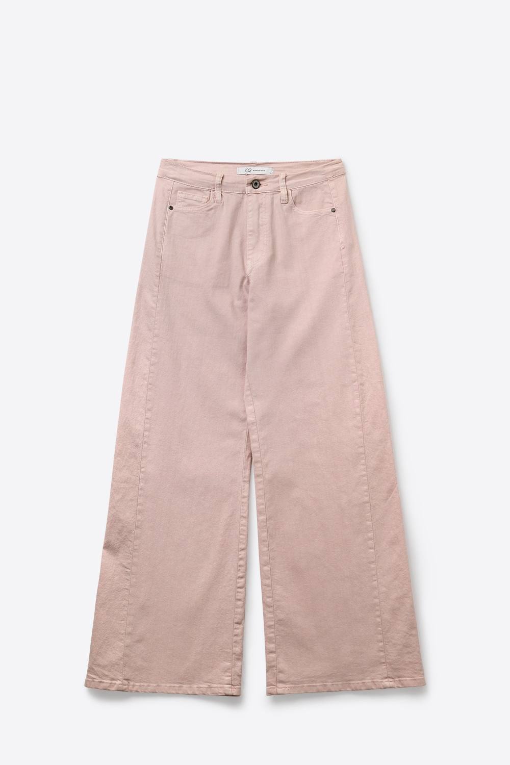 Pantalones anchos de color rosa claro con sarga ligera Pantalones anchos de color rosa claro con sarga ligera